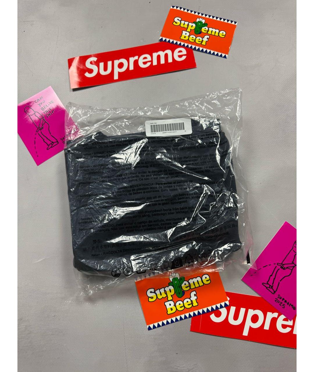 SUPREME Темно-синяя хлопковая футболка, фото 3
