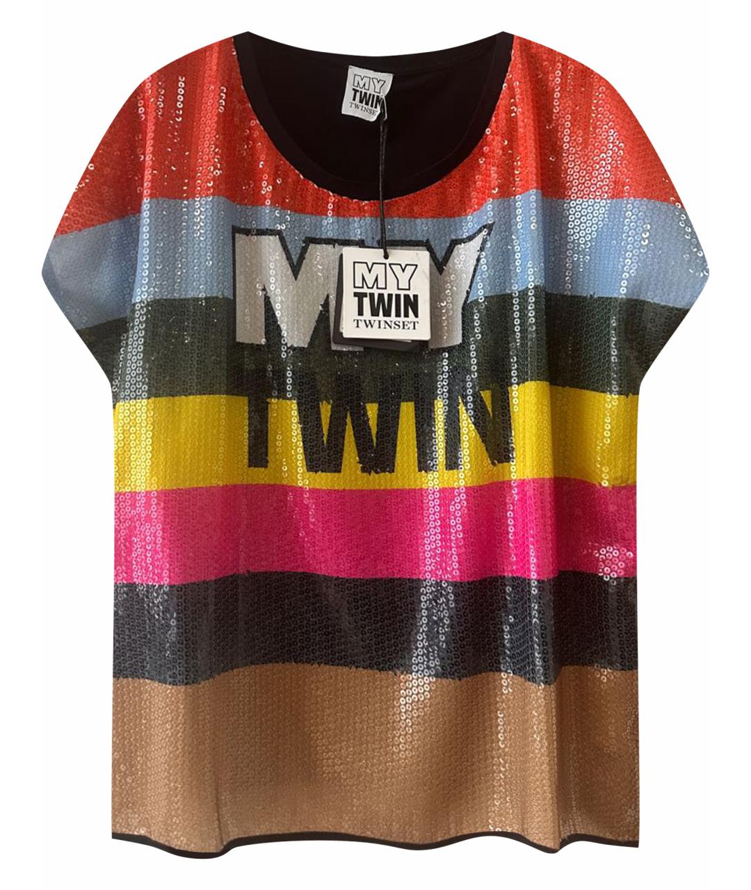 TWIN-SET Мульти хлопковая футболка, фото 1