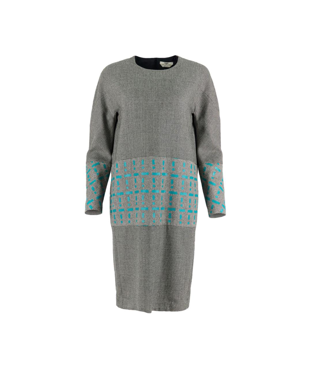 FENDI Серое шерстяное повседневное платье, фото 1