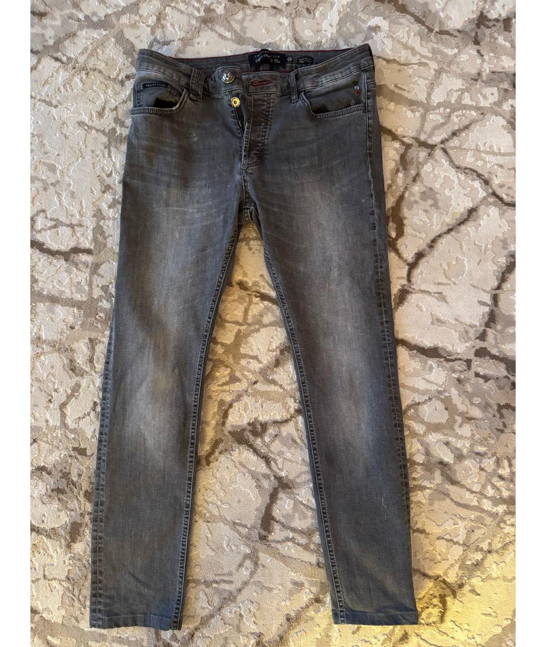 PHILIPP PLEIN Антрацитовые хлопковые джинсы скинни, фото 5