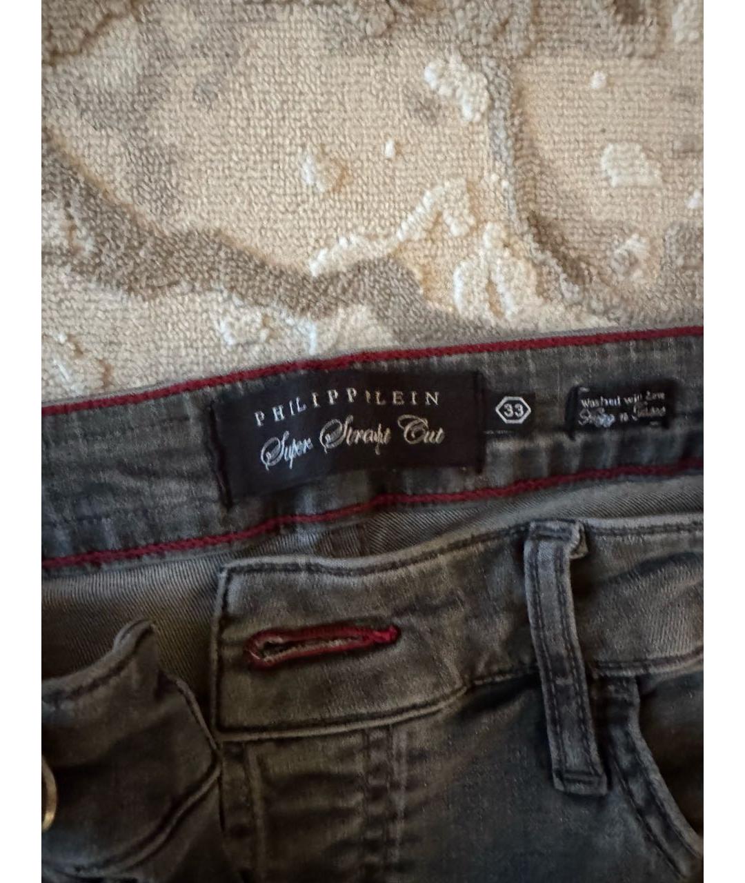 PHILIPP PLEIN Антрацитовые хлопковые джинсы скинни, фото 3