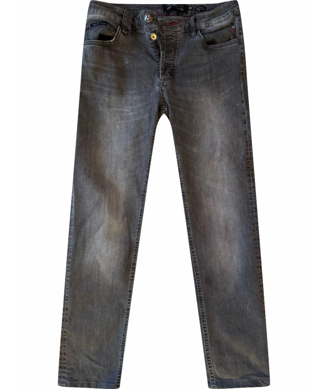 PHILIPP PLEIN Антрацитовые хлопковые джинсы скинни, фото 1
