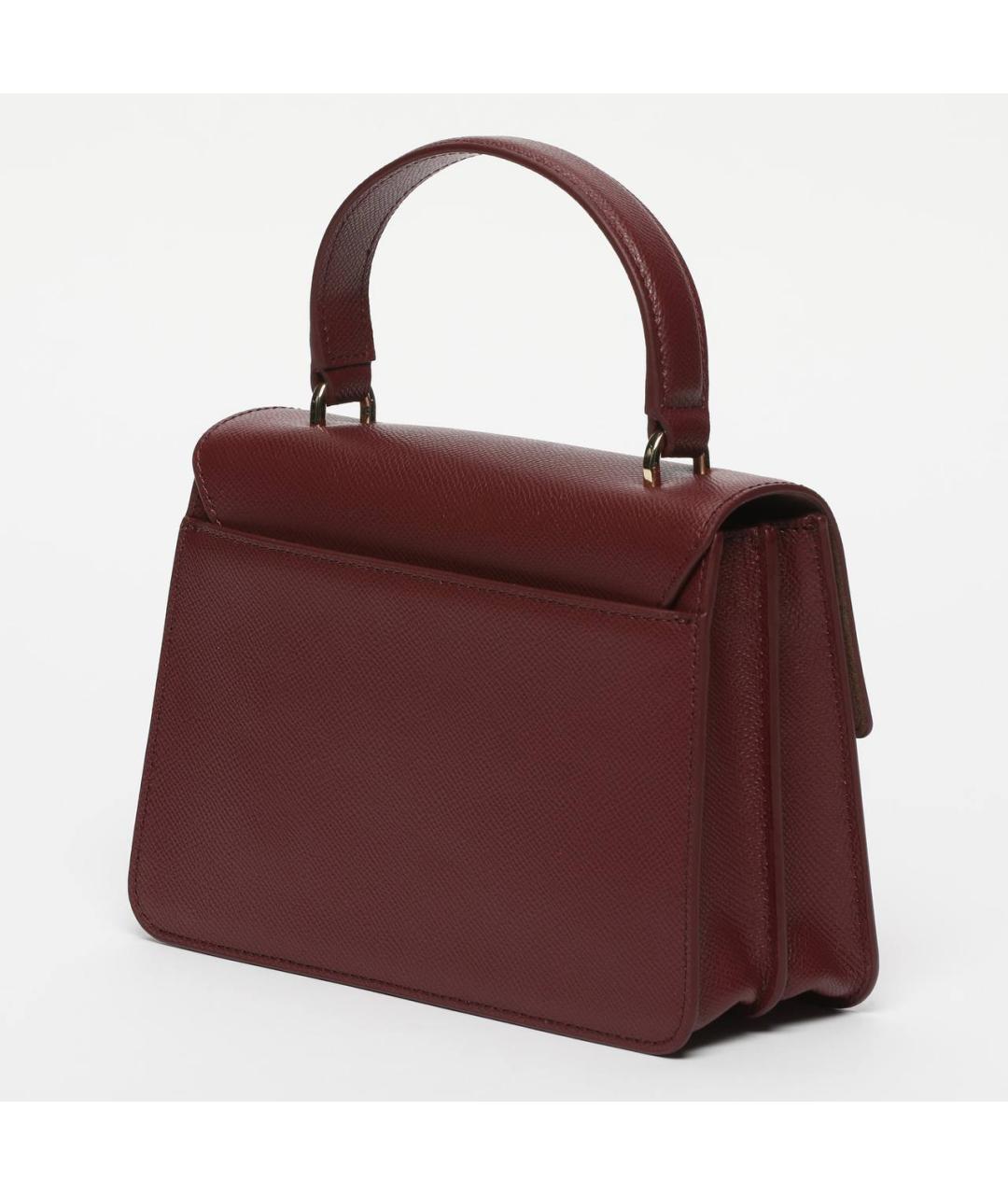 FURLA Бордовая кожаная сумка с короткими ручками, фото 2