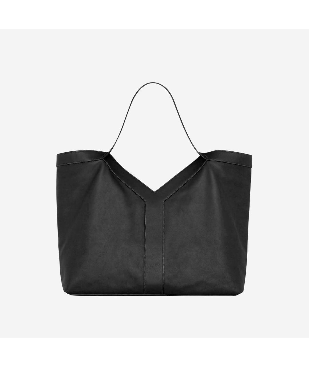 SAINT LAURENT Черная кожаная сумка тоут, фото 3