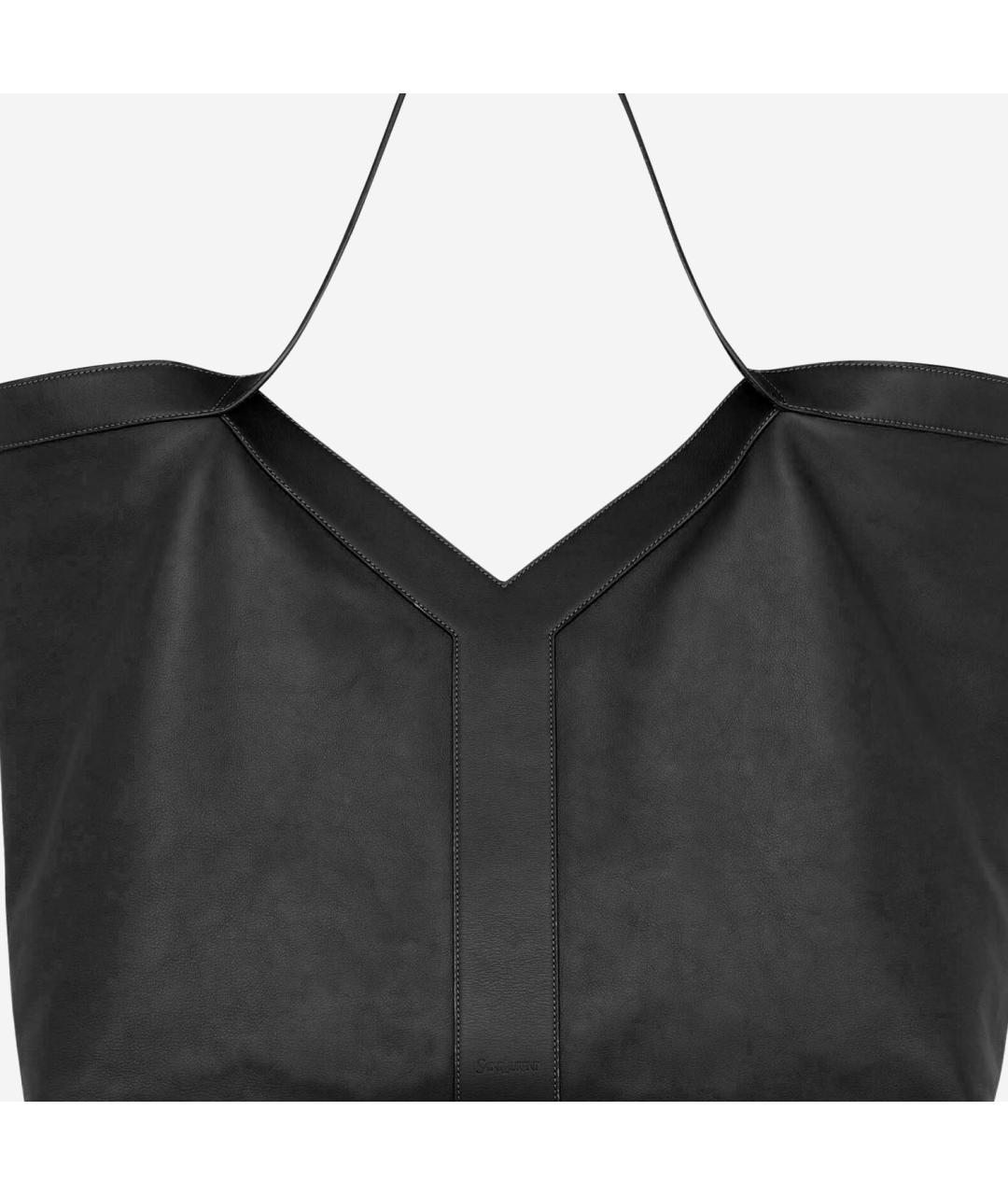 SAINT LAURENT Черная кожаная сумка тоут, фото 4