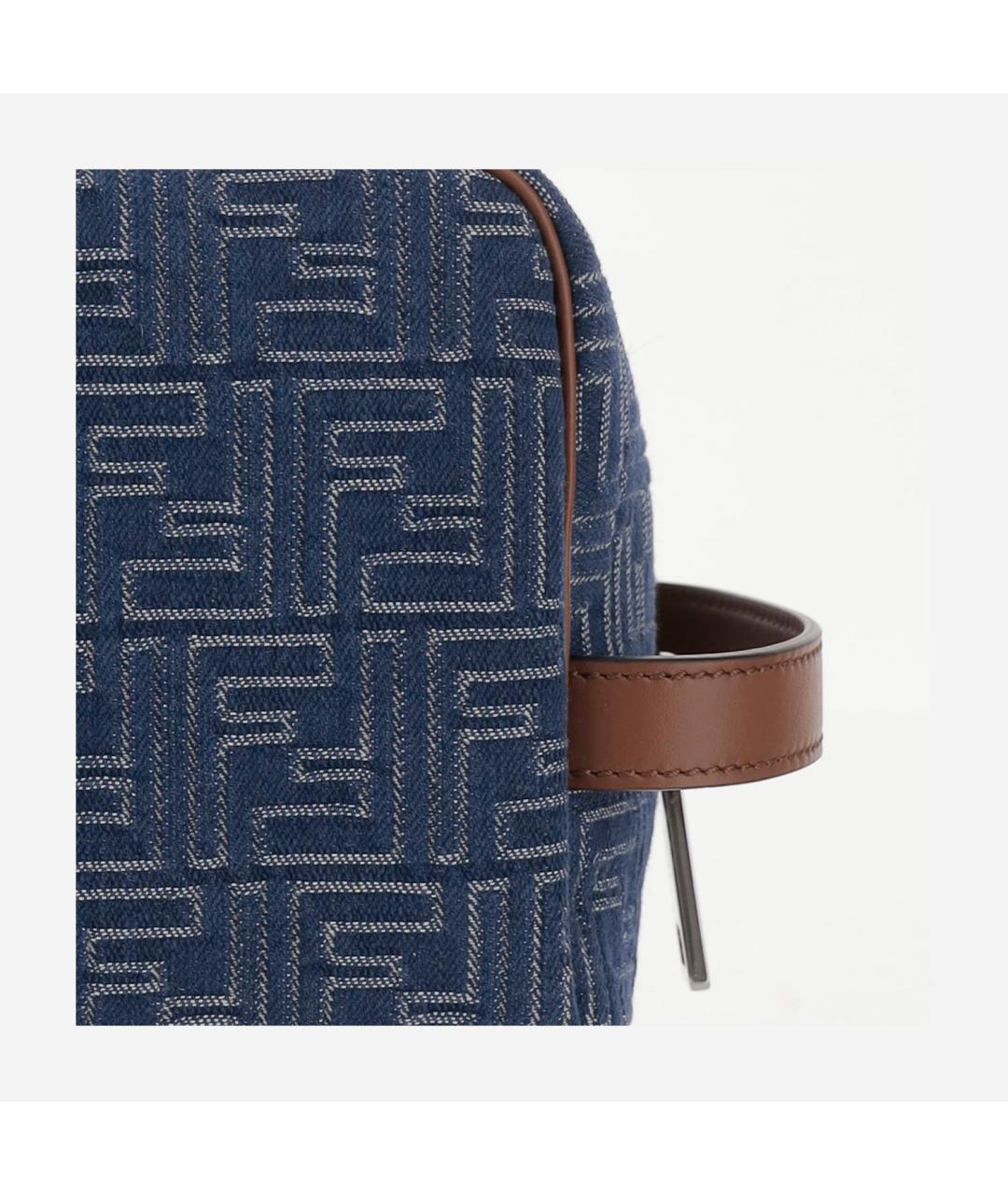 FENDI Синяя тканевая барсетка, фото 4