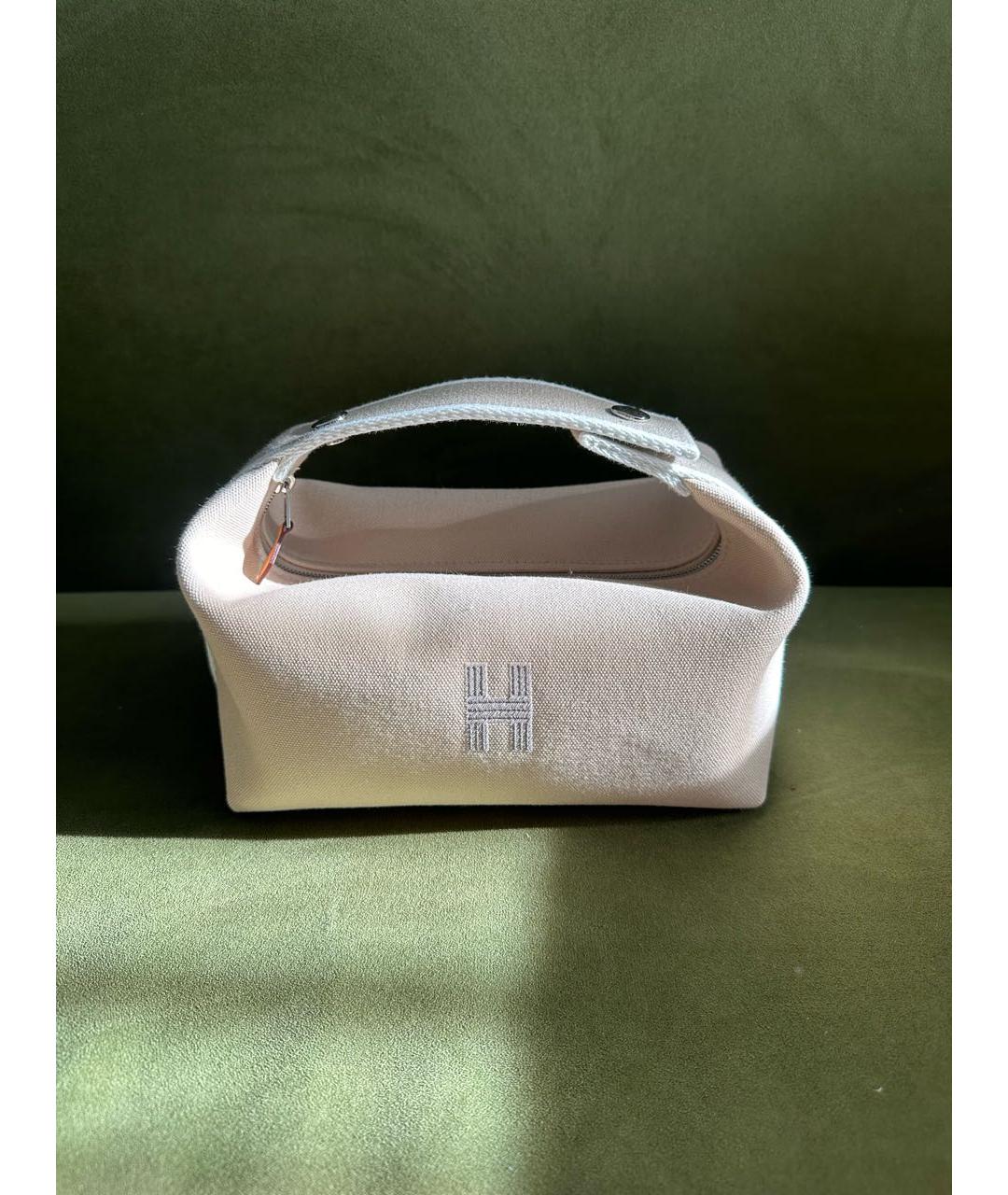 HERMES Бежевая хлопковая косметичка, фото 3