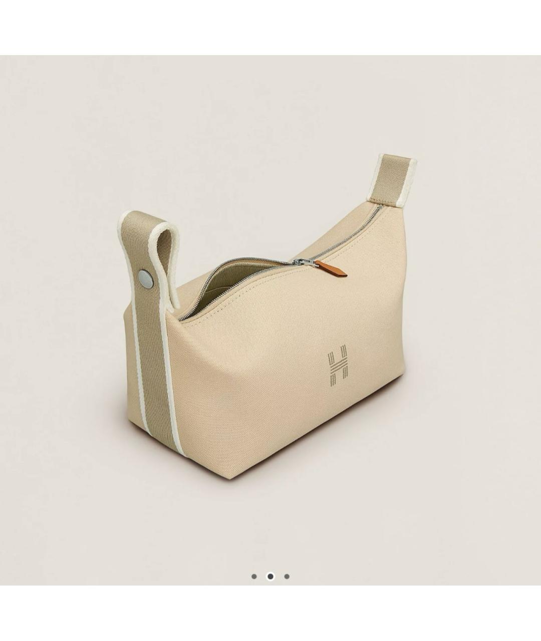 HERMES Бежевая хлопковая косметичка, фото 2