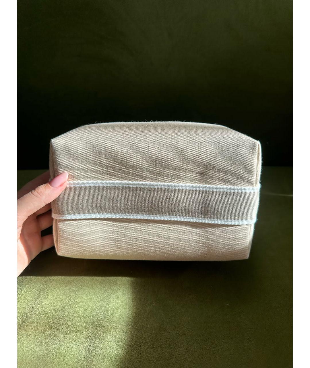 HERMES Бежевая хлопковая косметичка, фото 5
