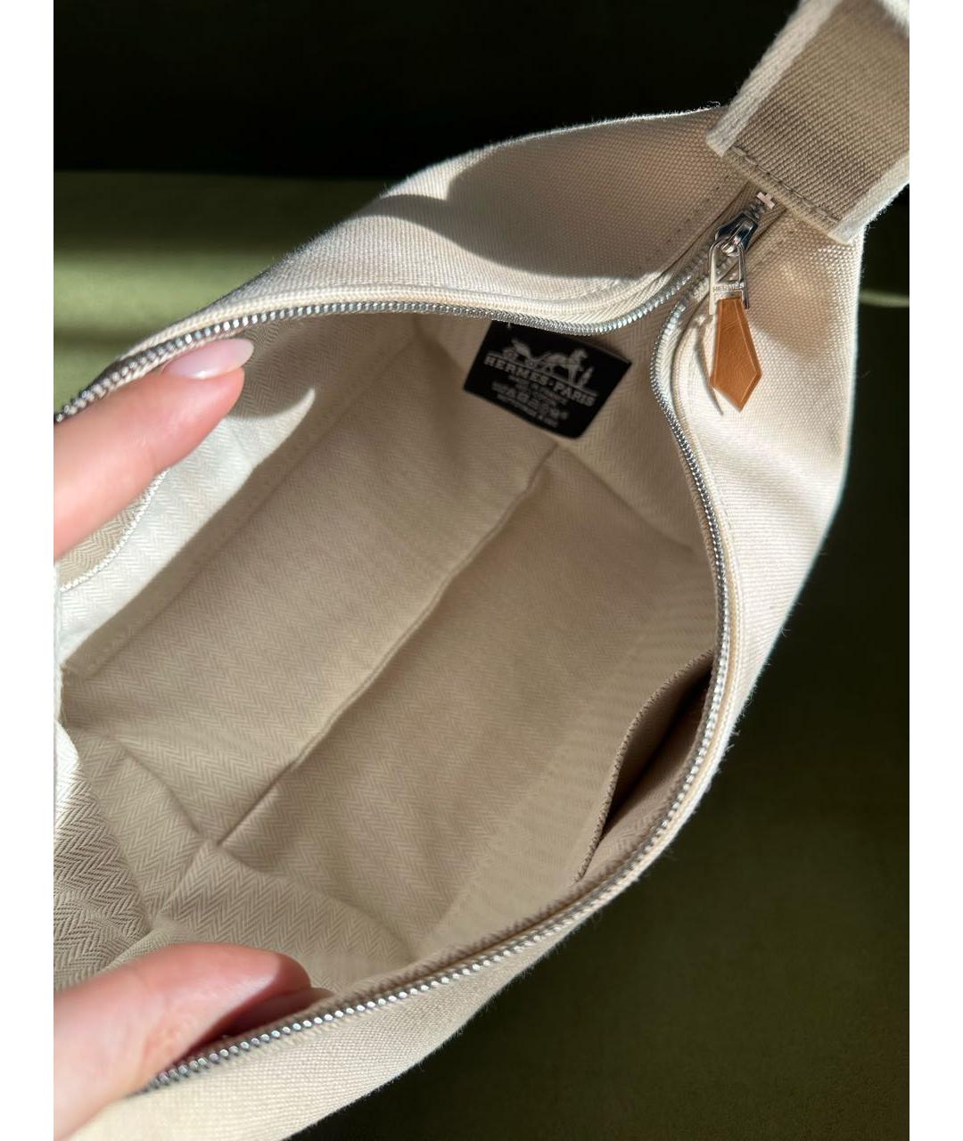 HERMES Бежевая хлопковая косметичка, фото 8