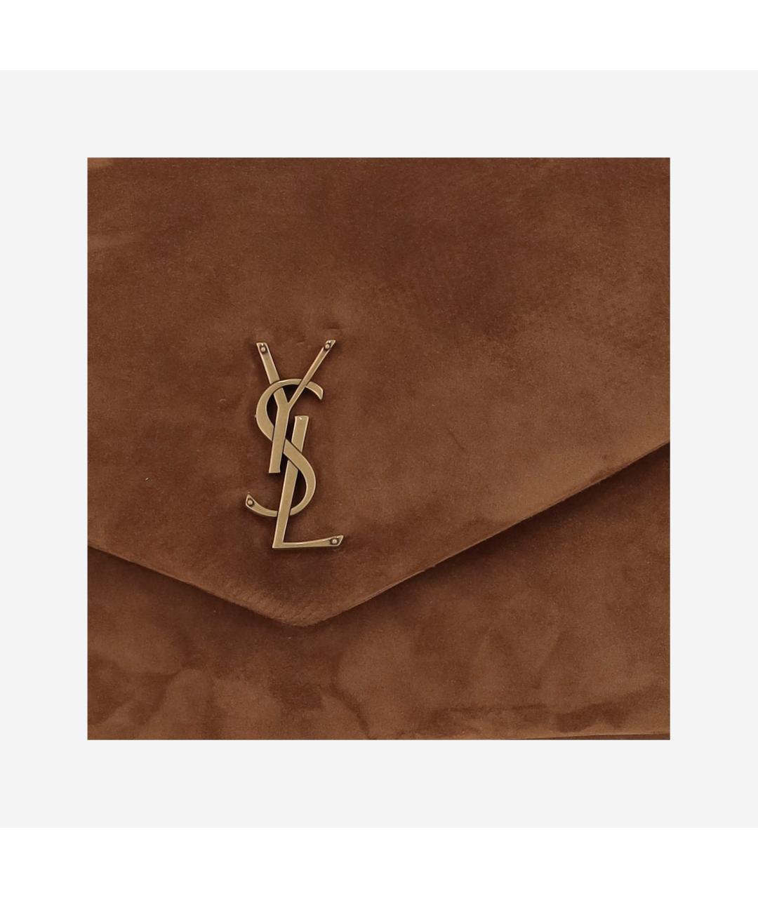 SAINT LAURENT Коричневая замшевая сумка через плечо, фото 4
