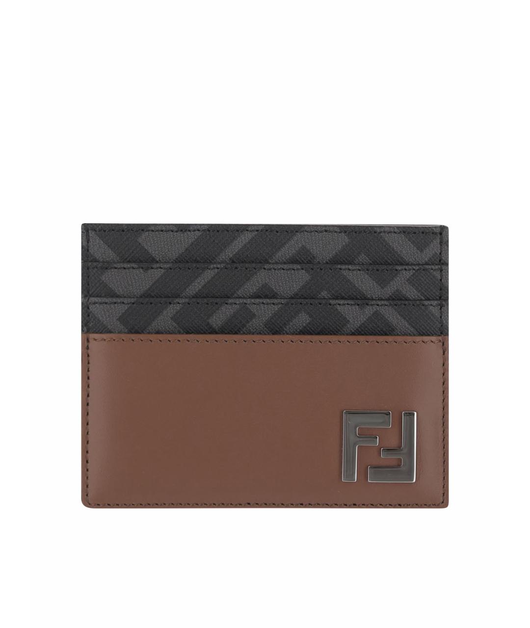 FENDI Коричневый кожаный кардхолдер, фото 1