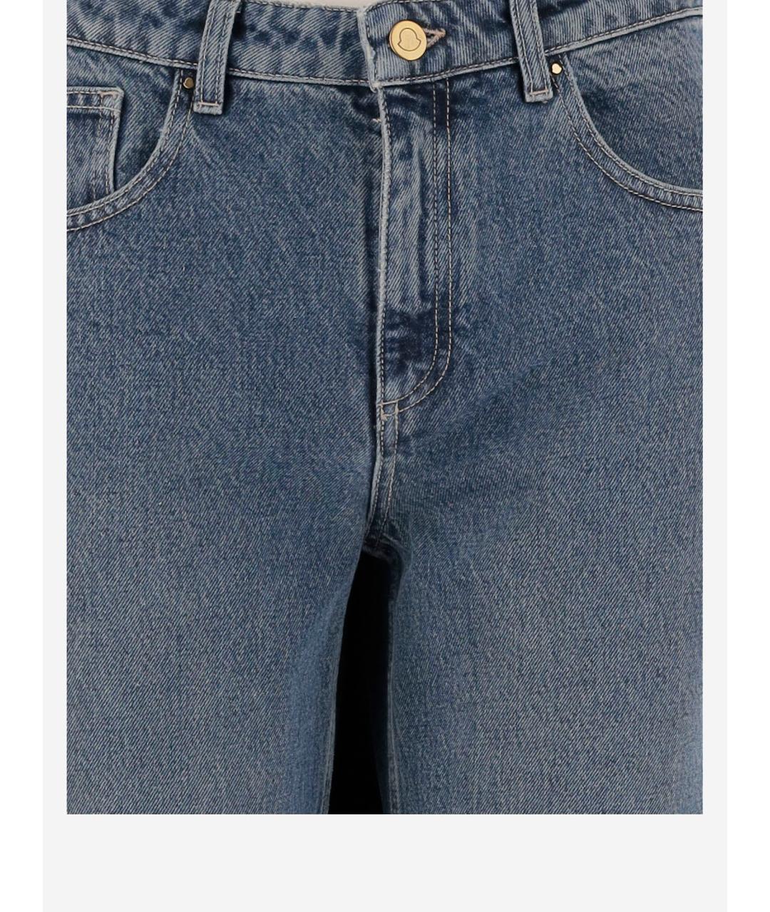 MONCLER Голубые хлопковые прямые джинсы, фото 3