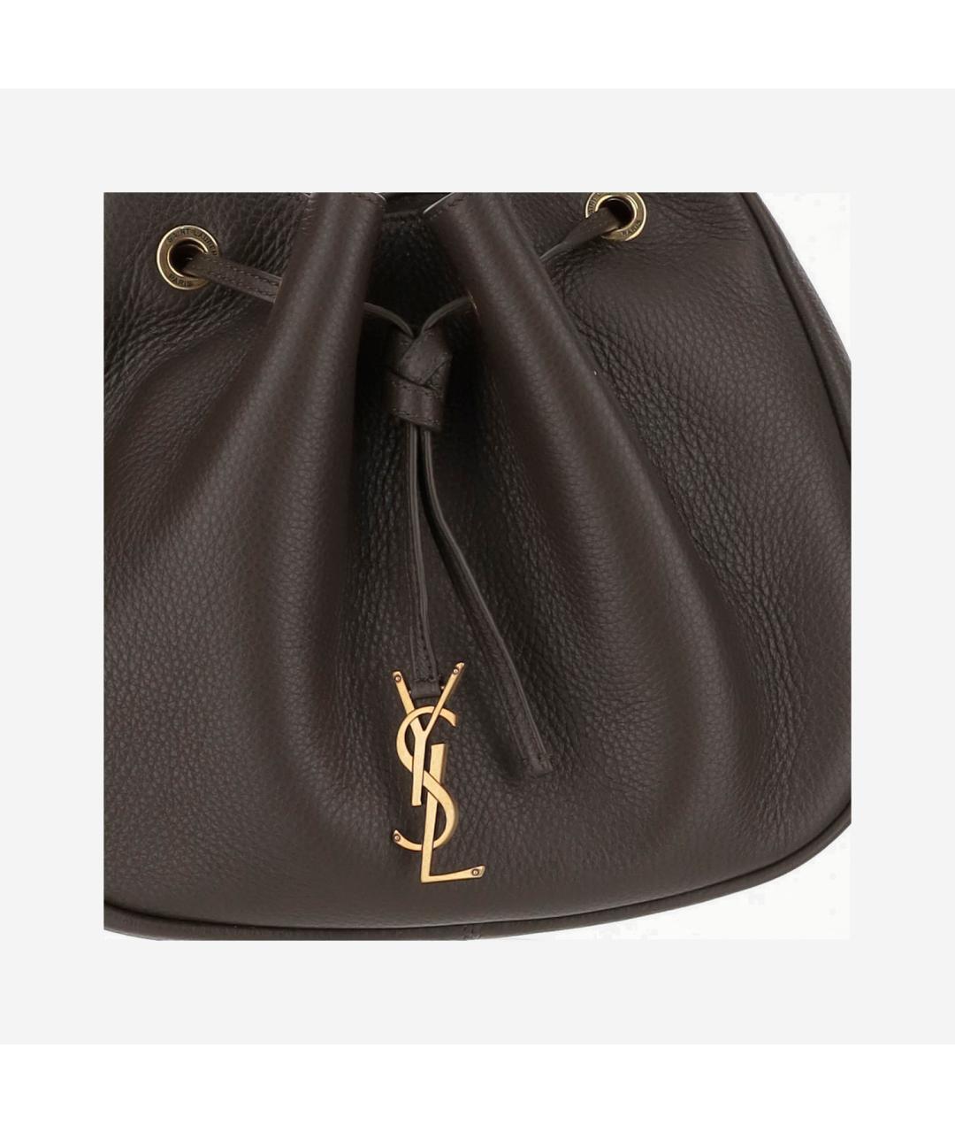 SAINT LAURENT Коричневая кожаная сумка тоут, фото 4