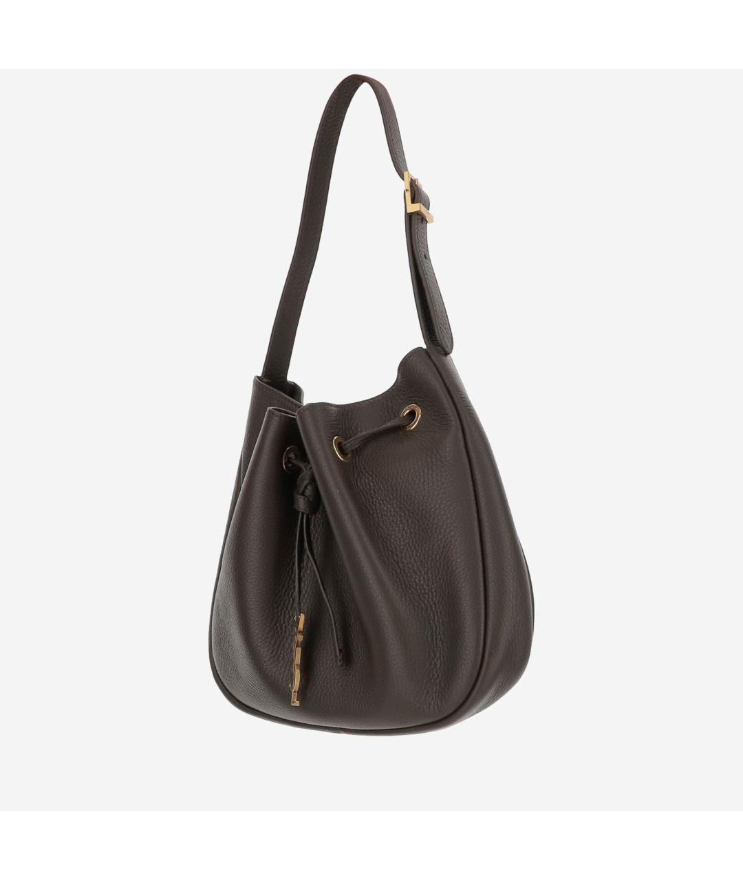 SAINT LAURENT Коричневая кожаная сумка тоут, фото 2