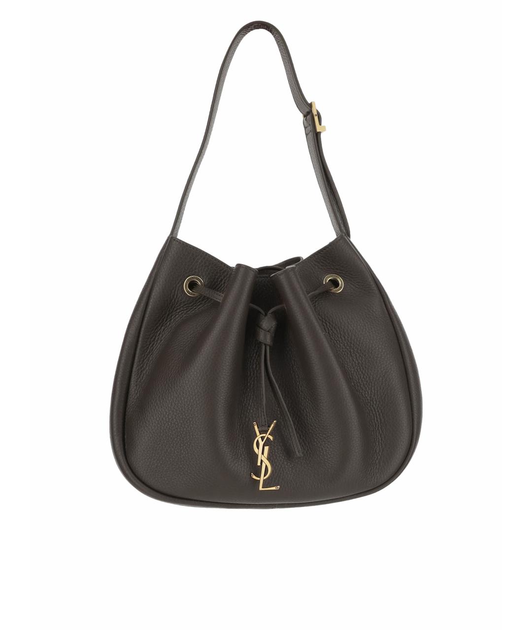 SAINT LAURENT Коричневая кожаная сумка тоут, фото 1