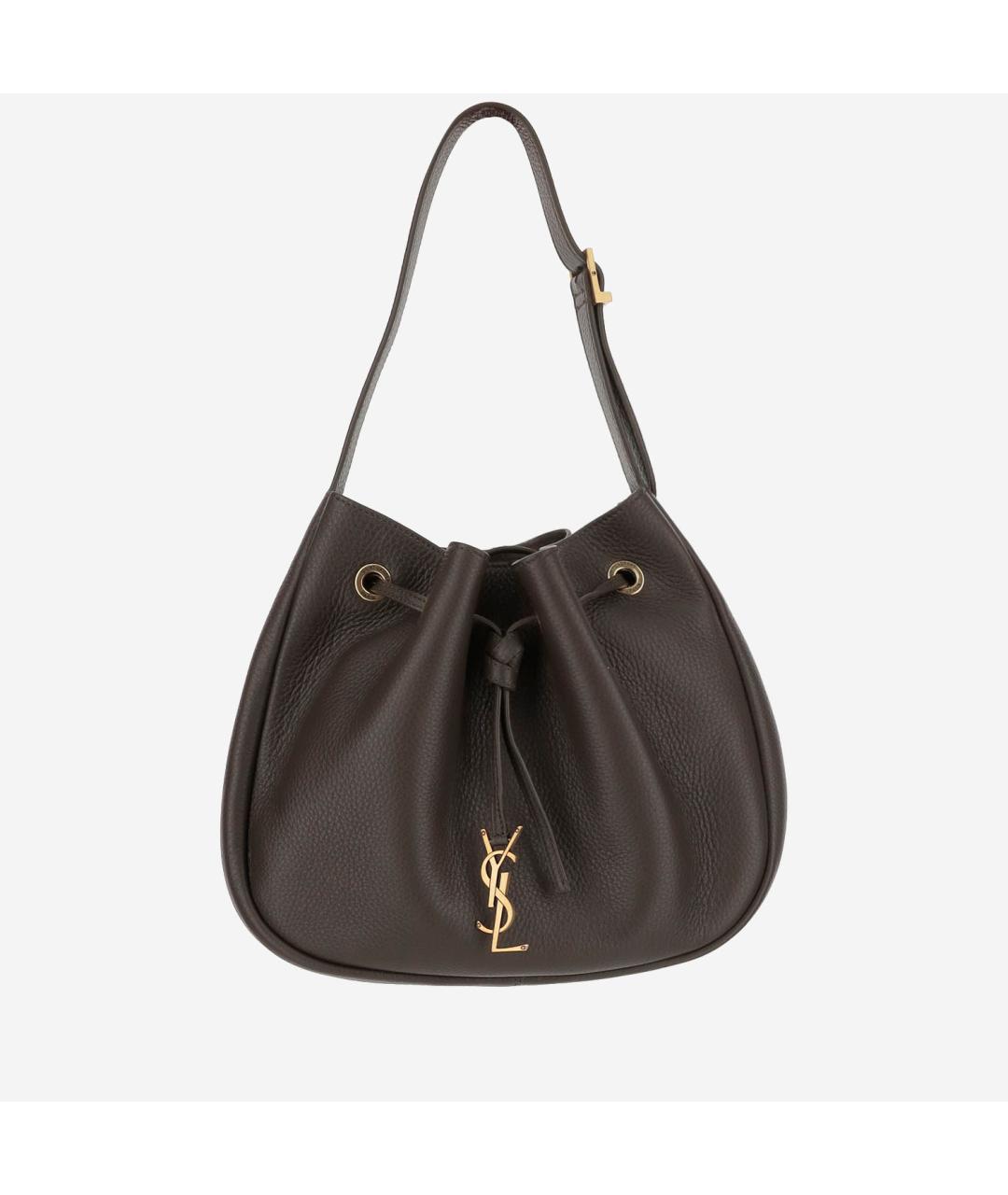 SAINT LAURENT Коричневая кожаная сумка тоут, фото 5