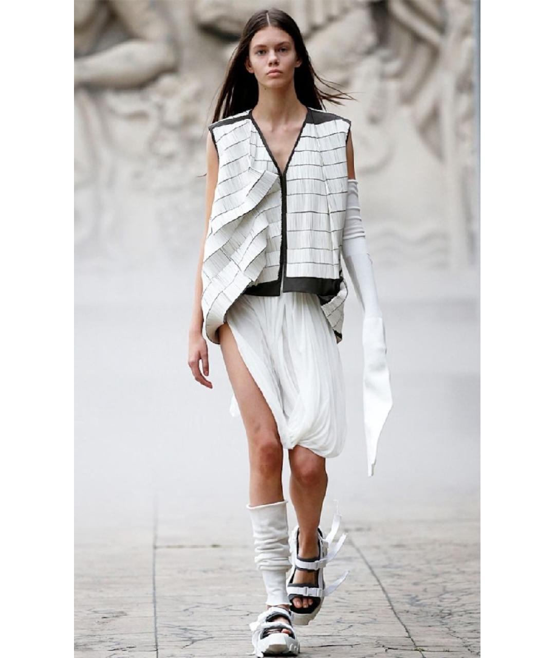 RICK OWENS Белая хлопковая юбка миди, фото 5