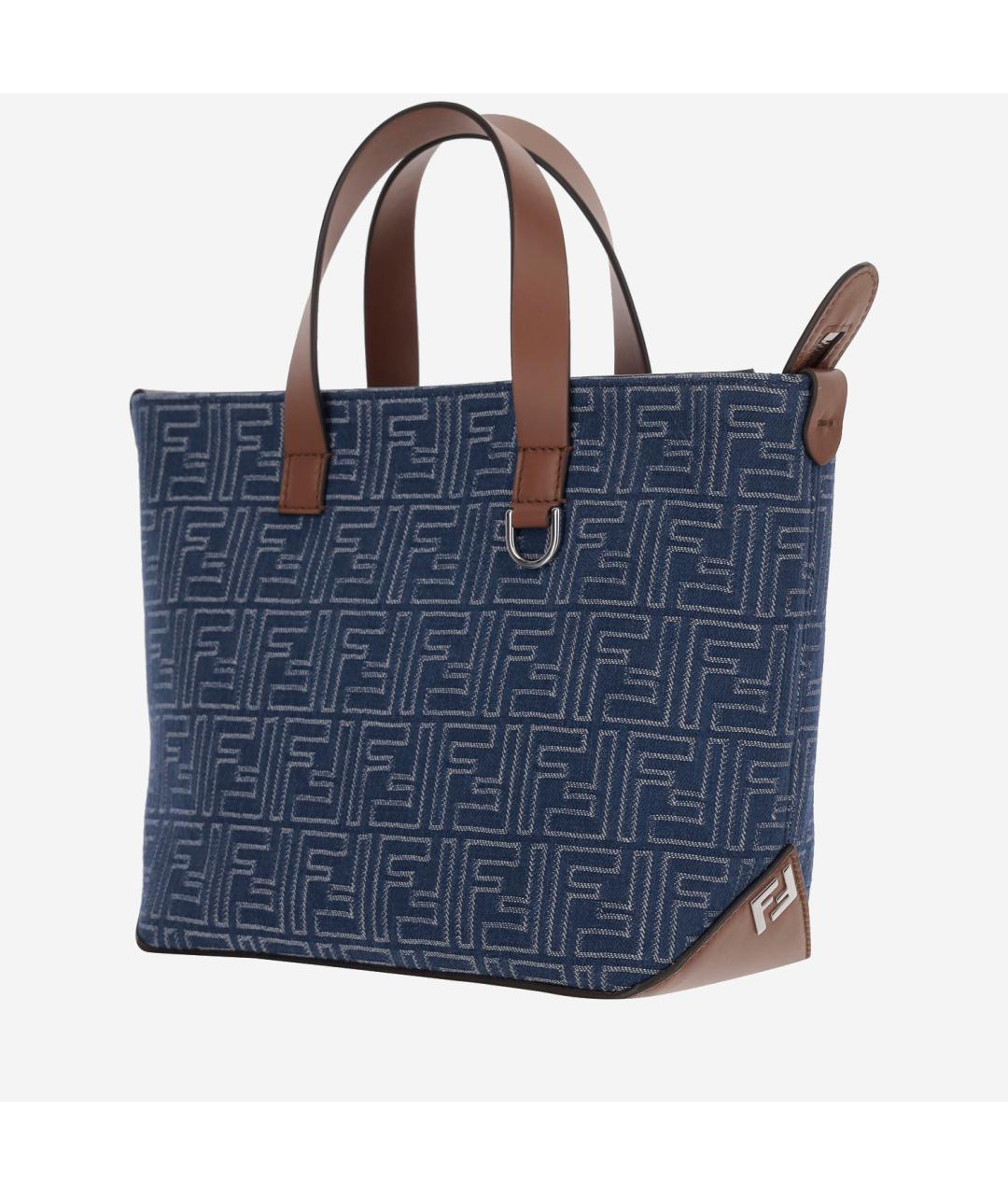 FENDI Синяя тканевая сумка тоут, фото 2
