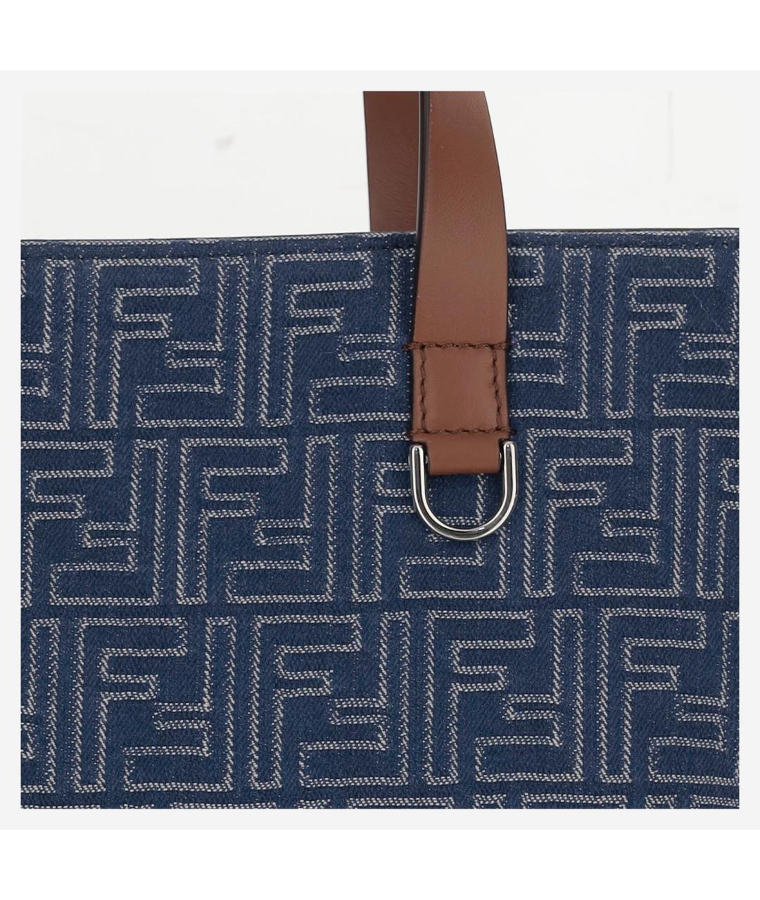 FENDI Синяя тканевая сумка тоут, фото 4
