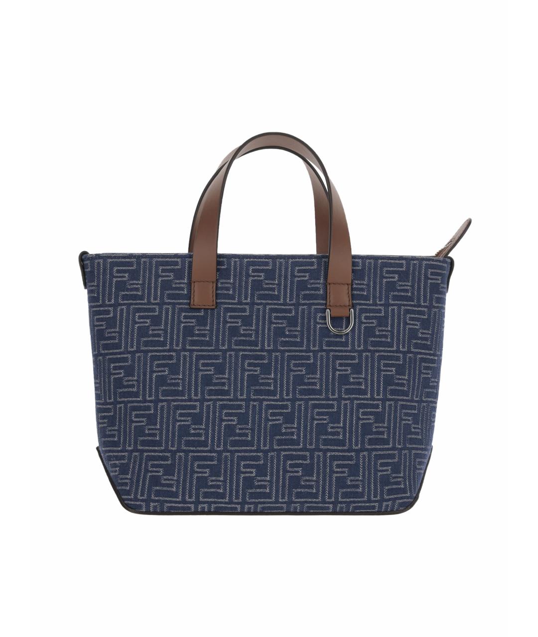 FENDI Синяя тканевая сумка тоут, фото 1