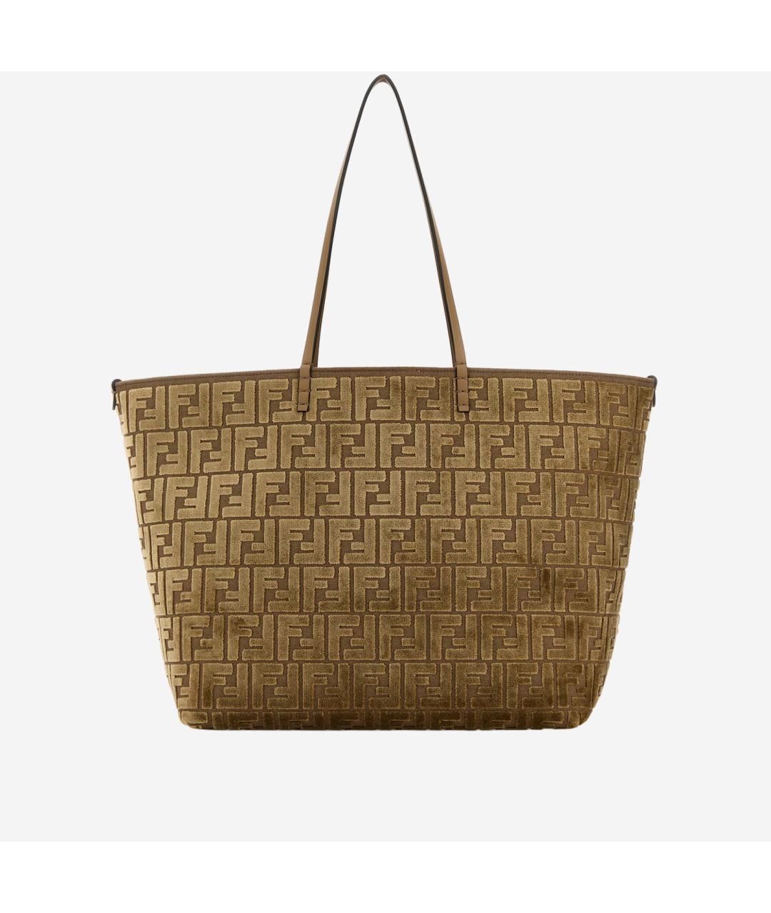 FENDI Коричневая тканевая сумка тоут, фото 5