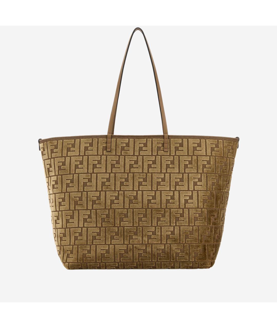 FENDI Коричневая тканевая сумка тоут, фото 3