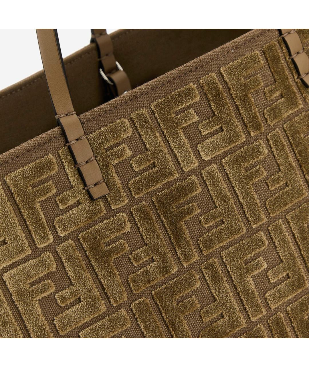 FENDI Коричневая тканевая сумка тоут, фото 4