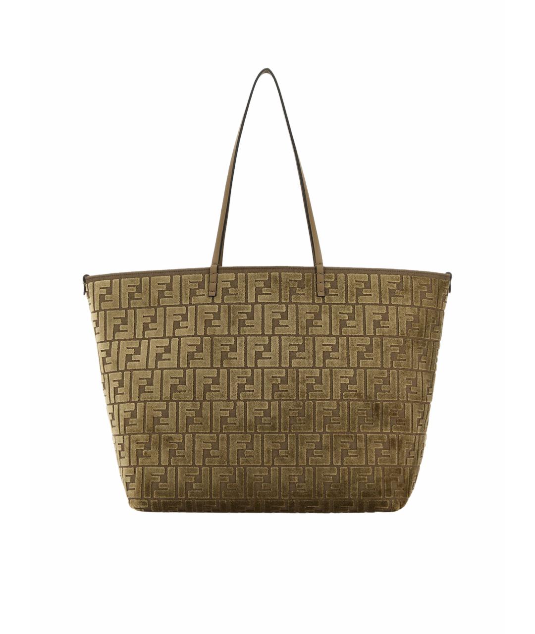 FENDI Коричневая тканевая сумка тоут, фото 1