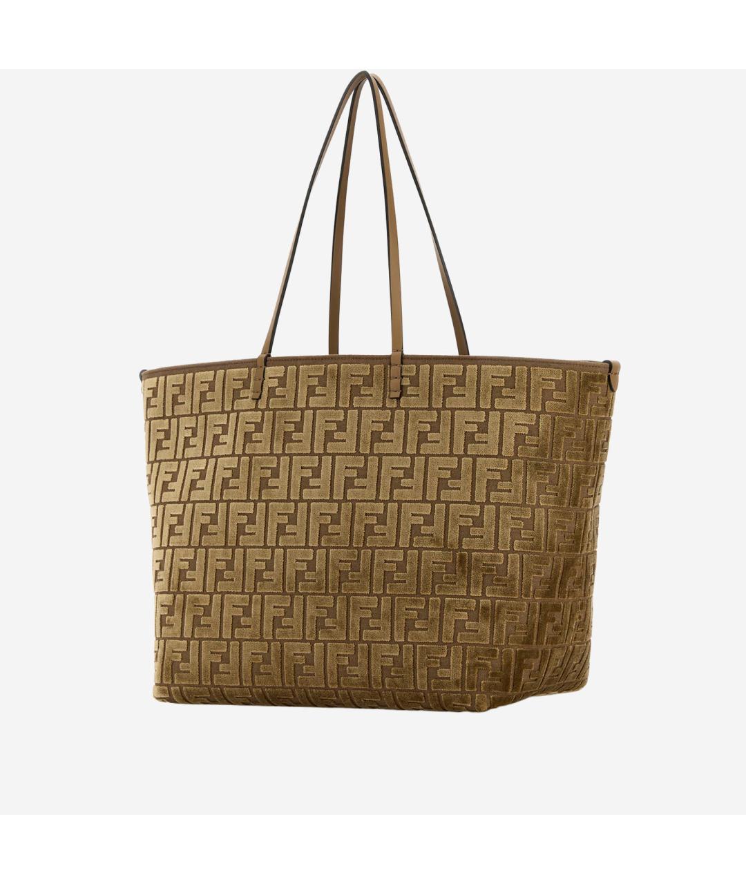 FENDI Коричневая тканевая сумка тоут, фото 2