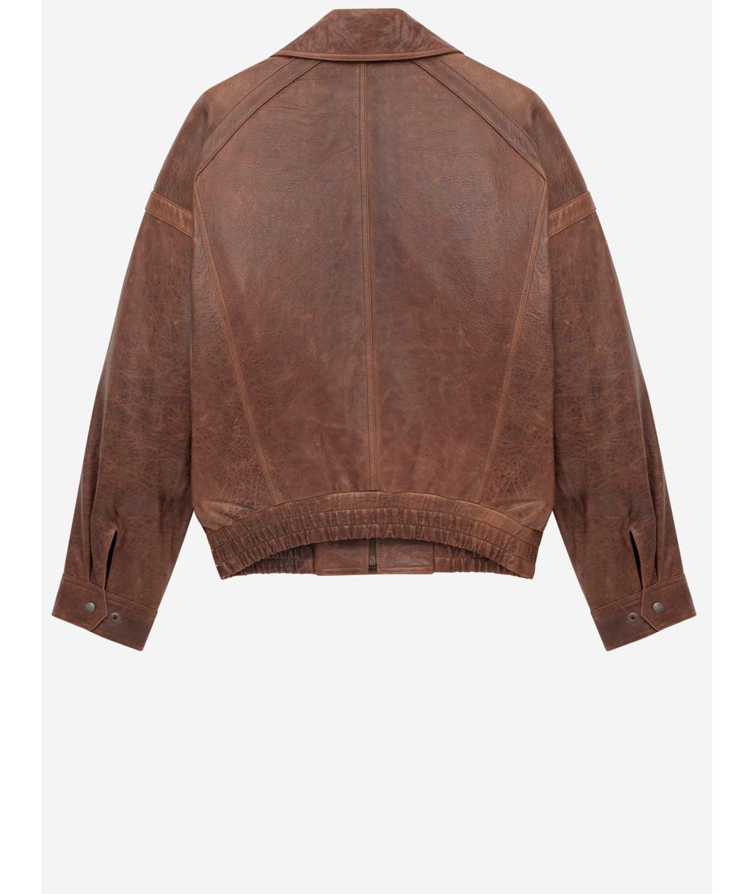 SAINT LAURENT Коричневая кожаная куртка, фото 2