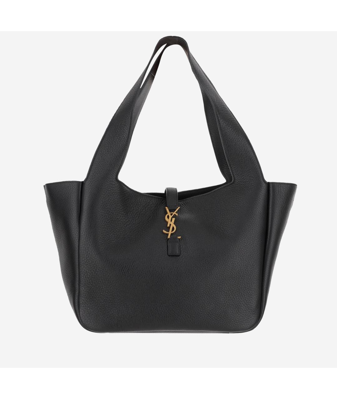 SAINT LAURENT Черная кожаная сумка тоут, фото 5