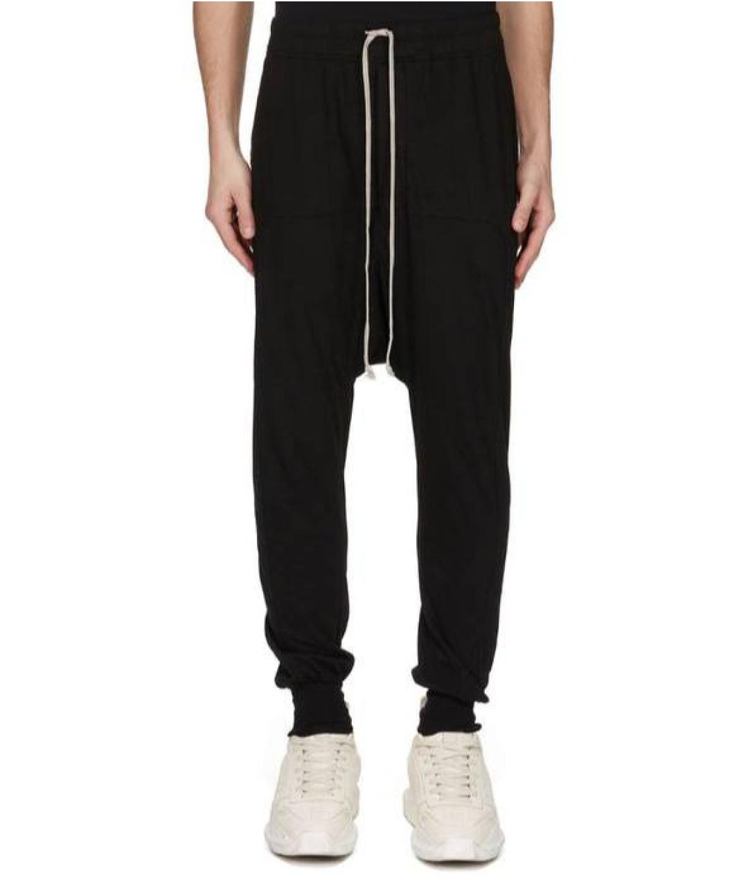 RICK OWENS Черные хлопковые повседневные брюки, фото 3