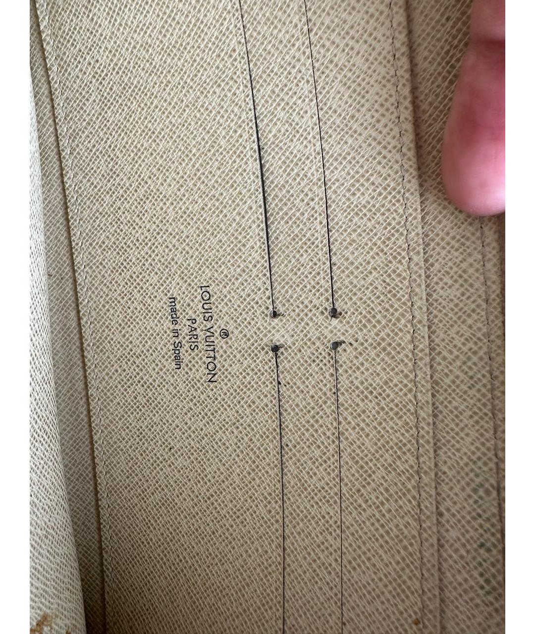 LOUIS VUITTON Бежевый кожаный кошелек, фото 4