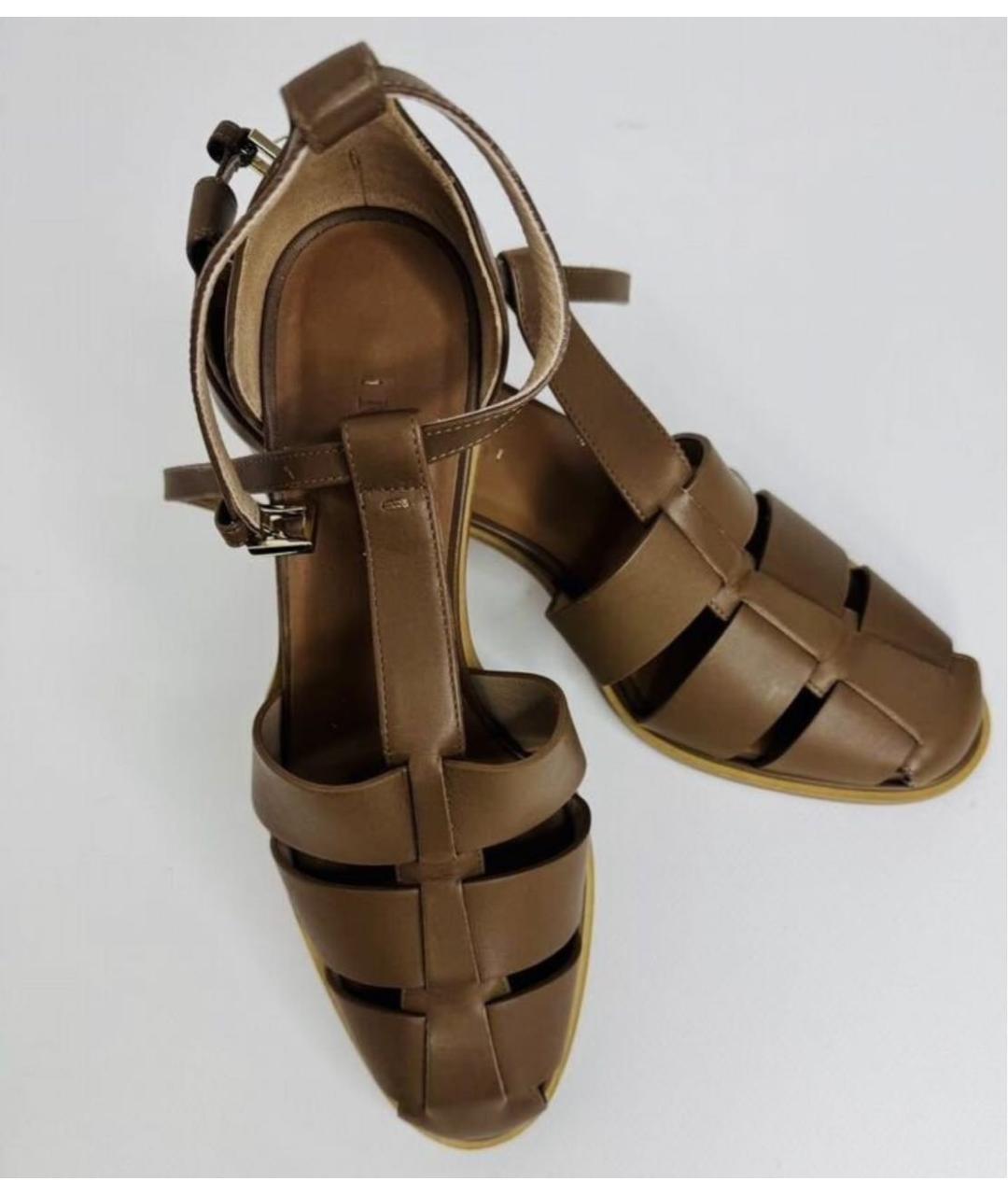 MAX MARA Коричневые кожаные сандалии, фото 3