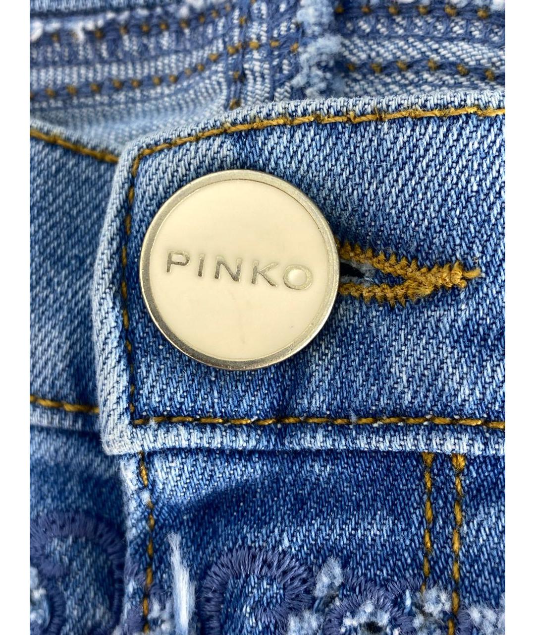PINKO Голубые хлопко-эластановые прямые джинсы, фото 8