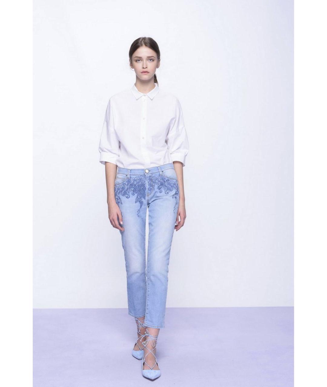 PINKO Голубые хлопко-эластановые прямые джинсы, фото 6