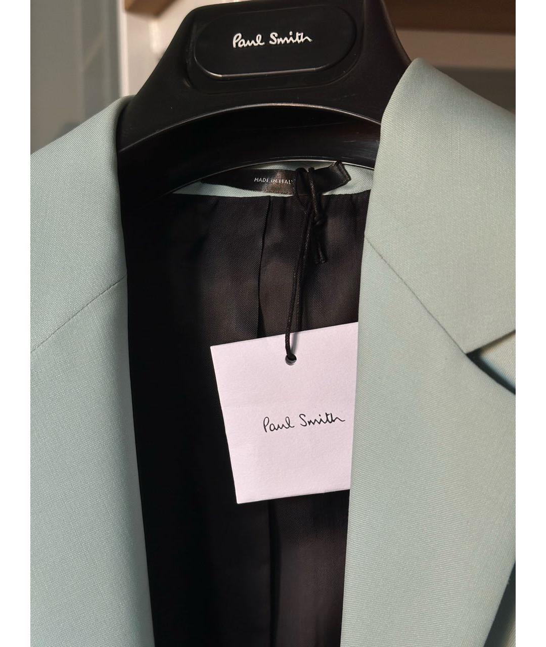 PAUL SMITH Бирюзовый шерстяной костюм с брюками, фото 2