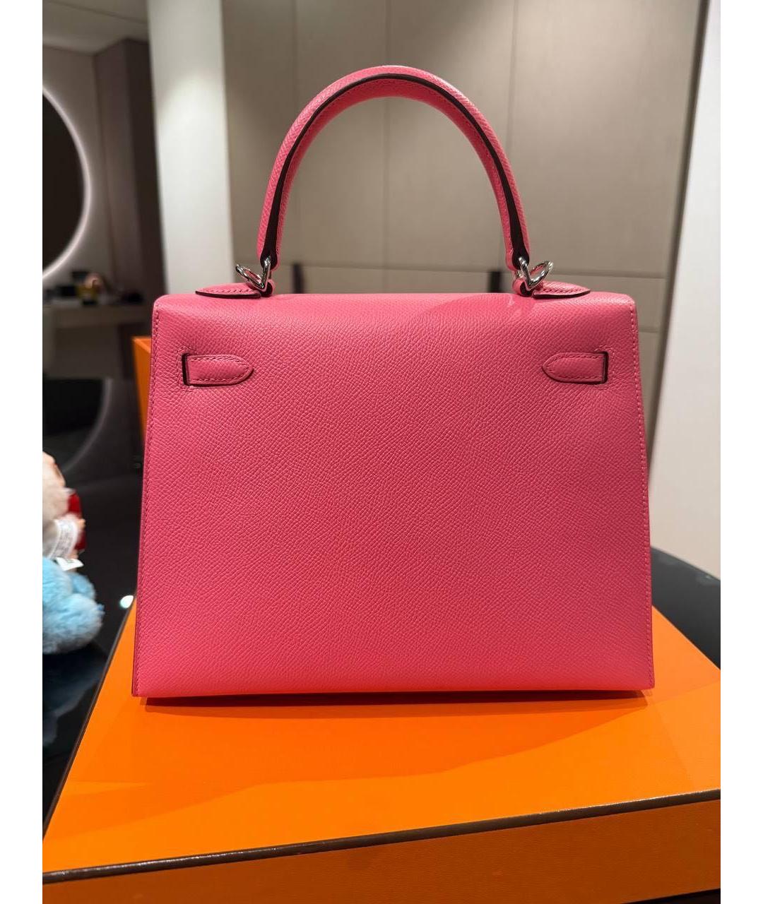 HERMES Розовая кожаная сумка с короткими ручками, фото 2