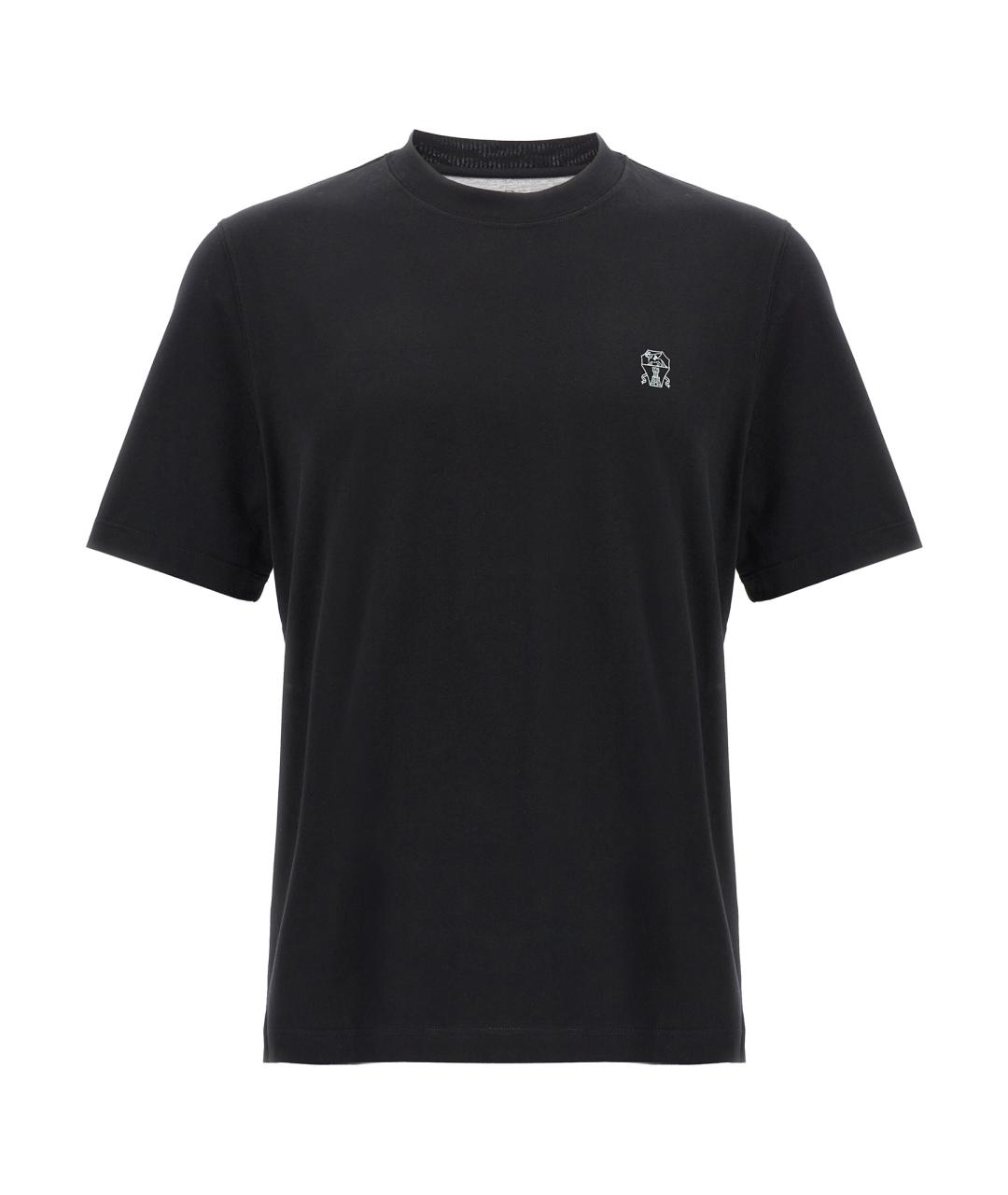 BRUNELLO CUCINELLI Черная хлопковая футболка, фото 1