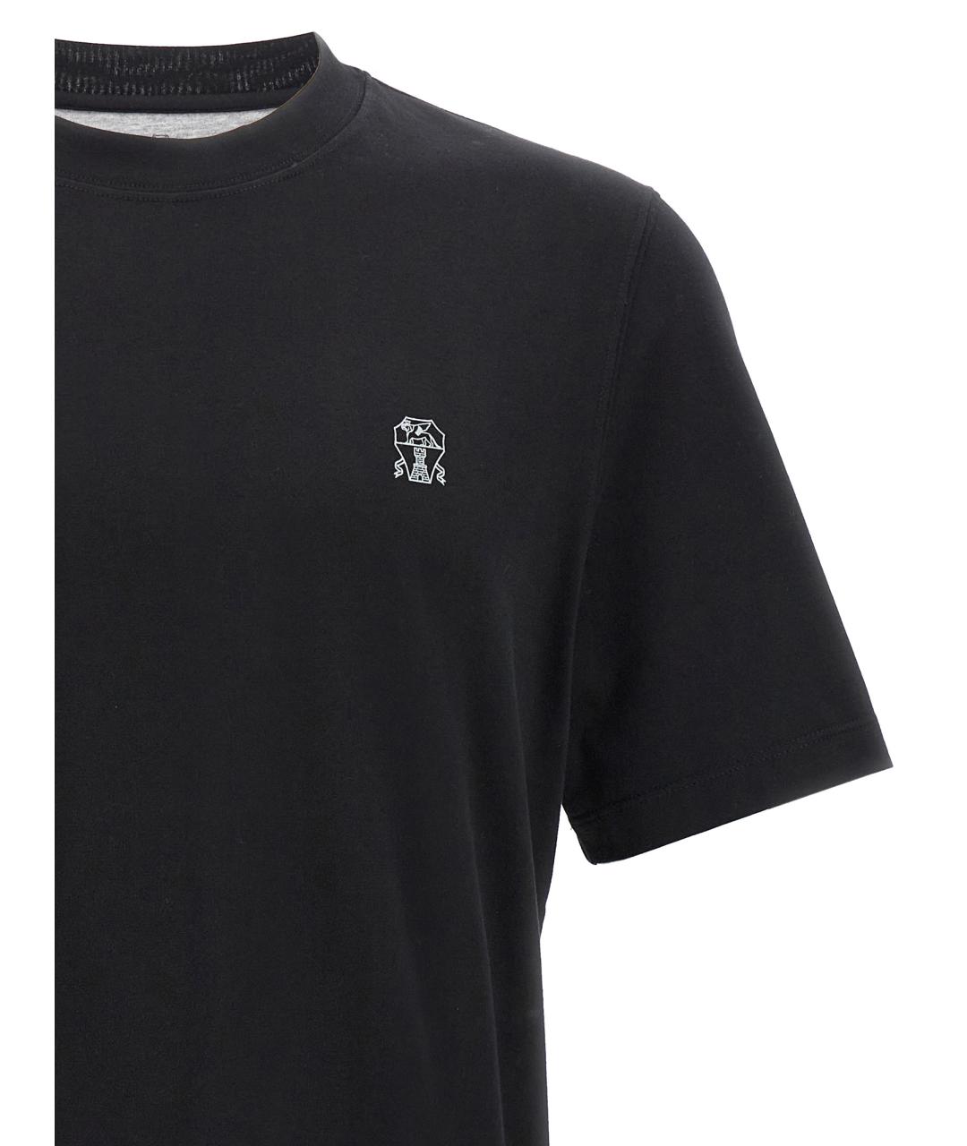 BRUNELLO CUCINELLI Черная хлопковая футболка, фото 3