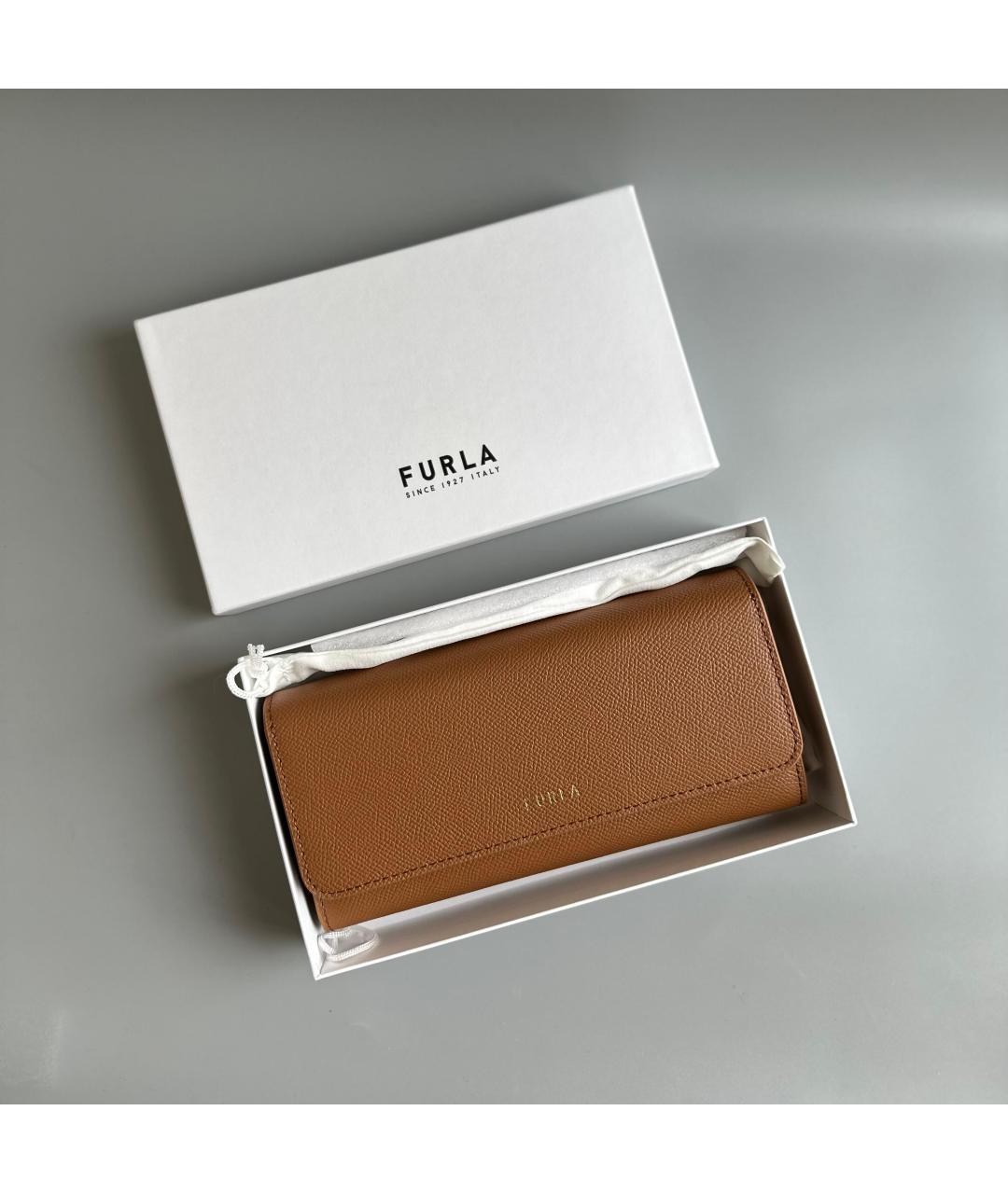 FURLA Коричневый кожаный кошелек, фото 4