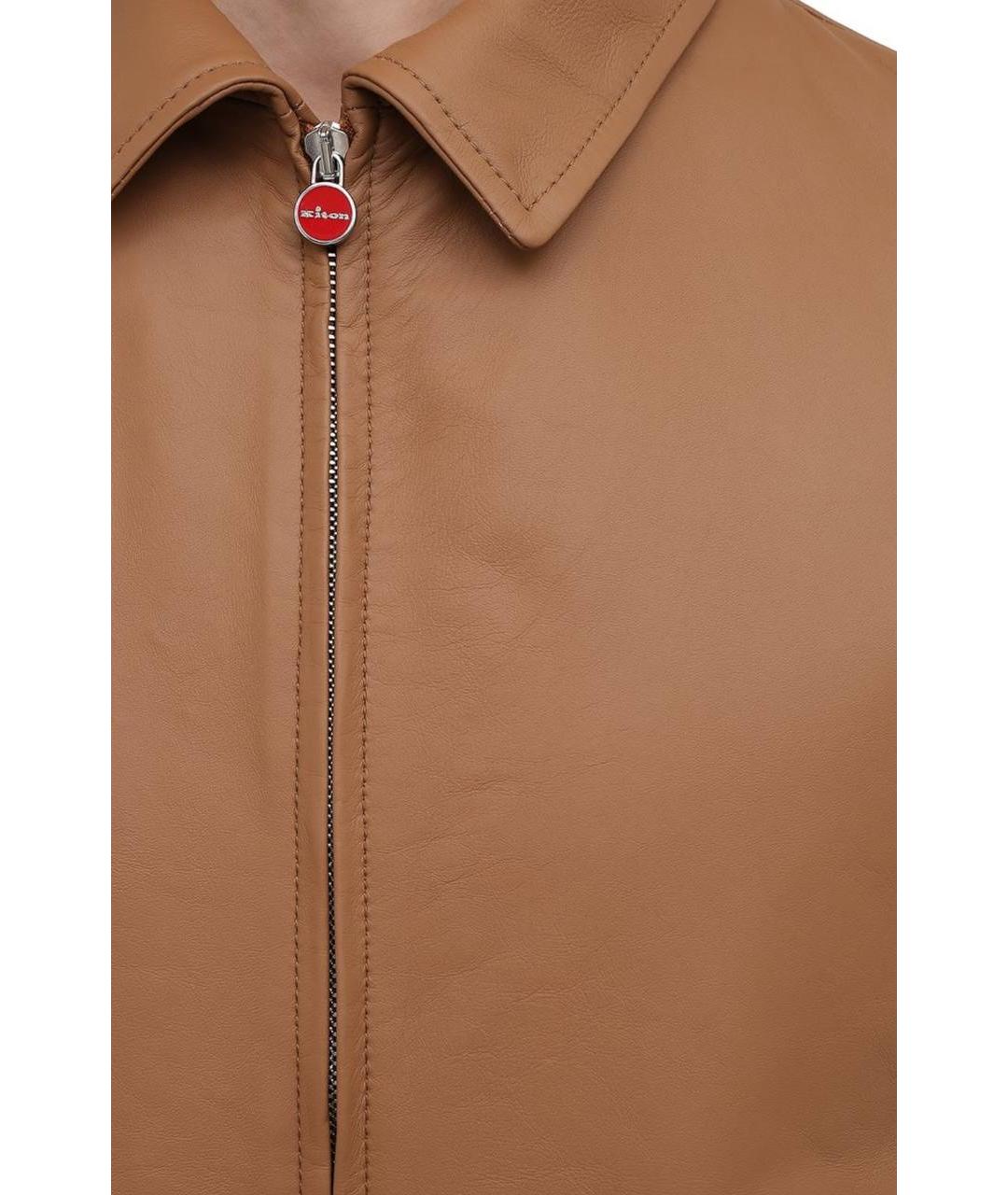 KITON Коричневая кожаная куртка, фото 3