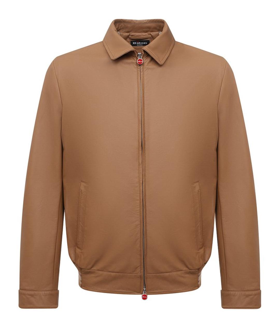 KITON Коричневая кожаная куртка, фото 1