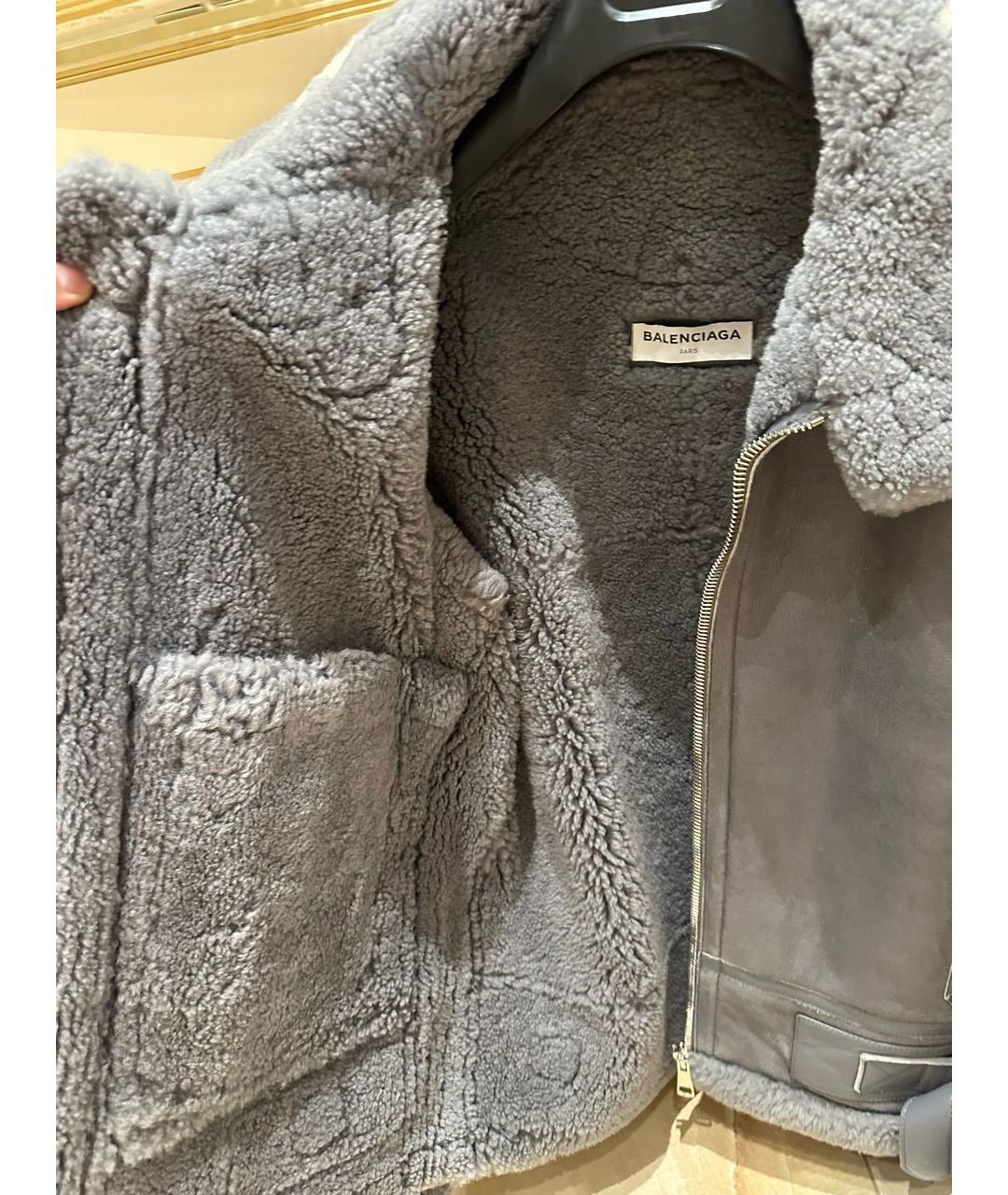 BALENCIAGA Серая меховая дубленка, фото 3