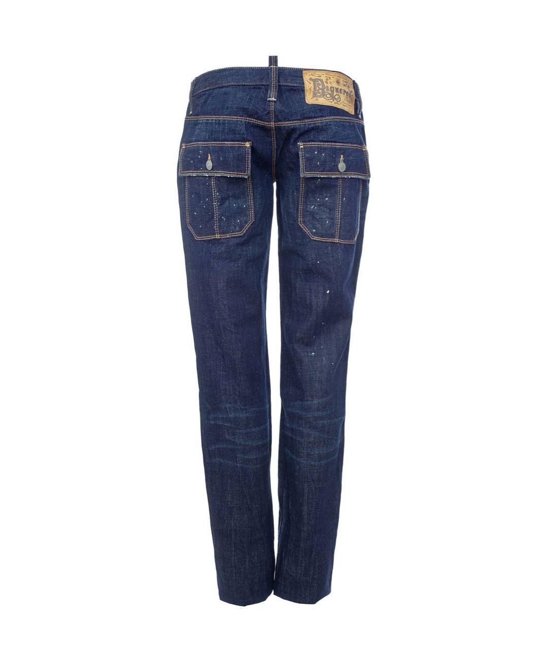 DSQUARED2 Темно-синие хлопковые прямые джинсы, фото 2