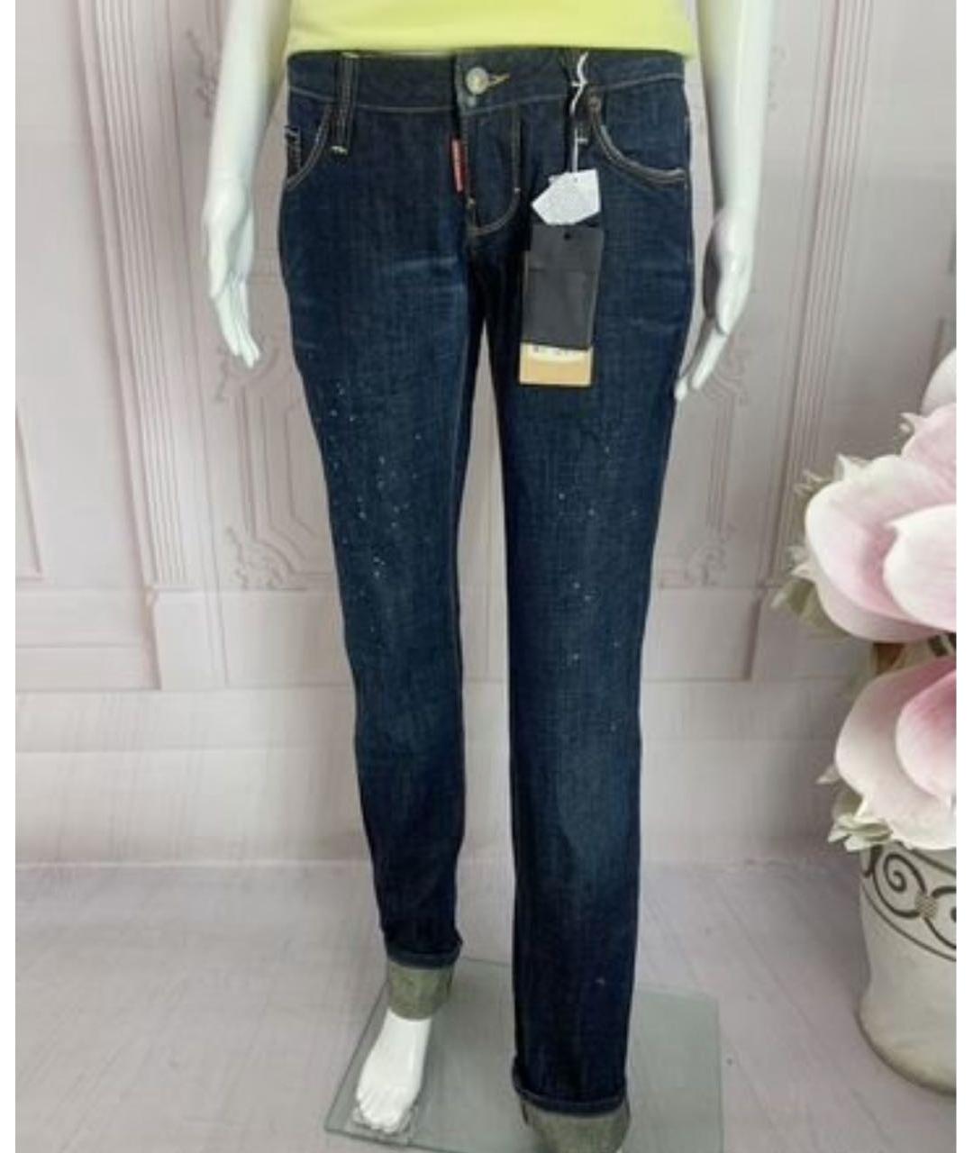 DSQUARED2 Темно-синие хлопковые прямые джинсы, фото 5