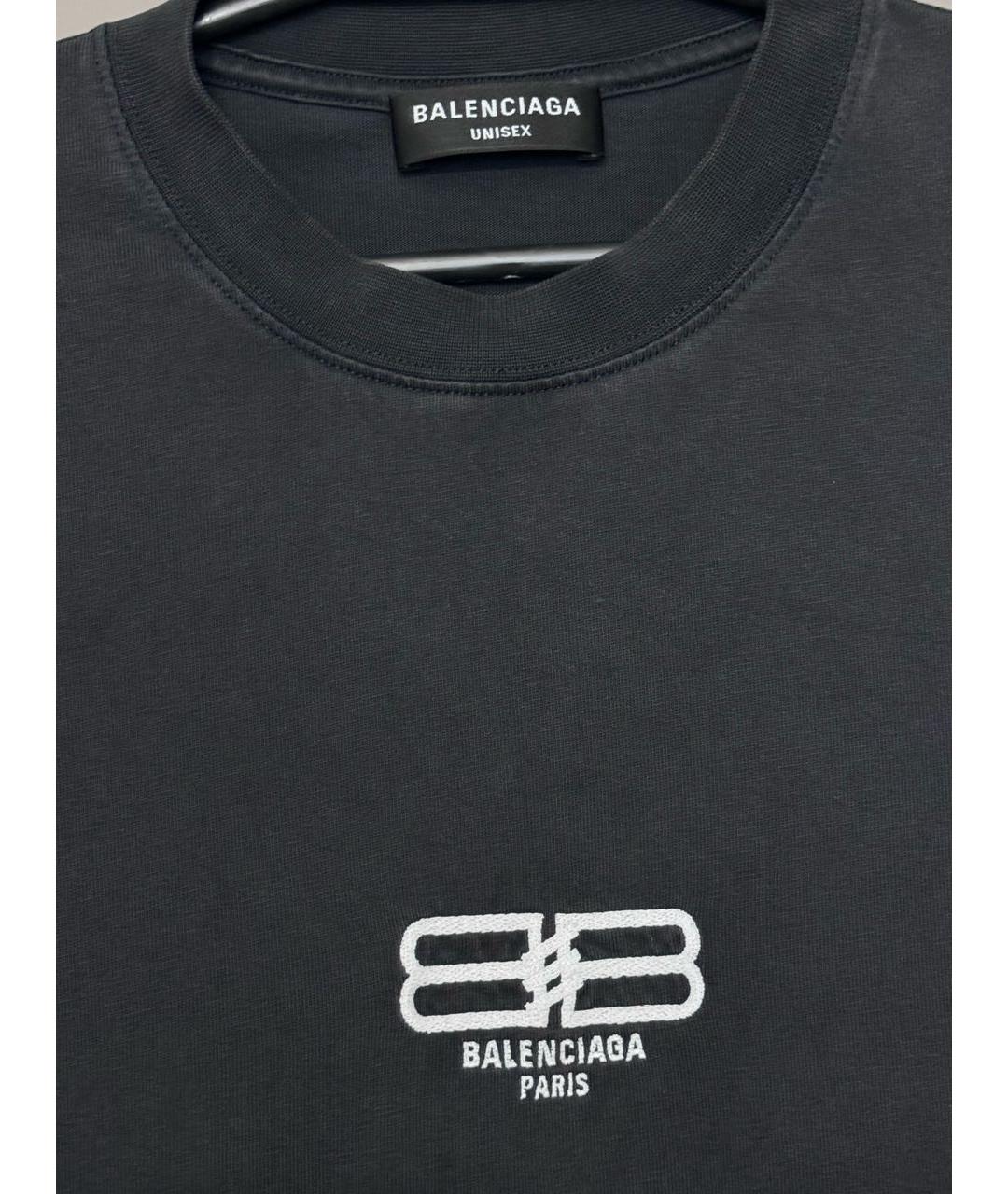 BALENCIAGA Антрацитовая хлопковая футболка, фото 3