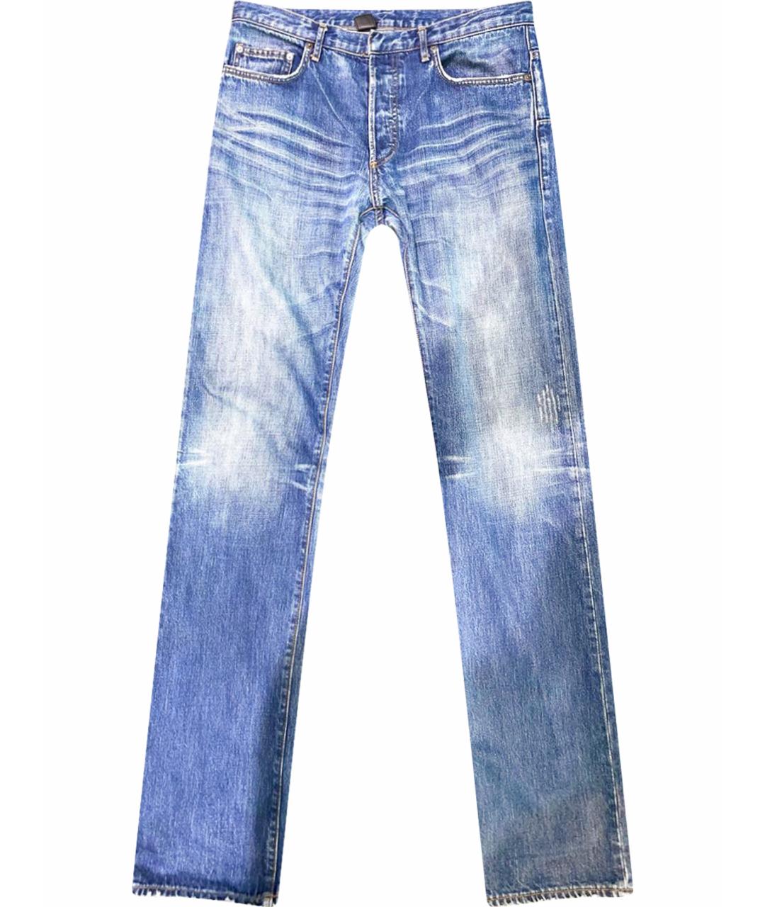 DIOR HOMME Синие хлопковые прямые джинсы, фото 1