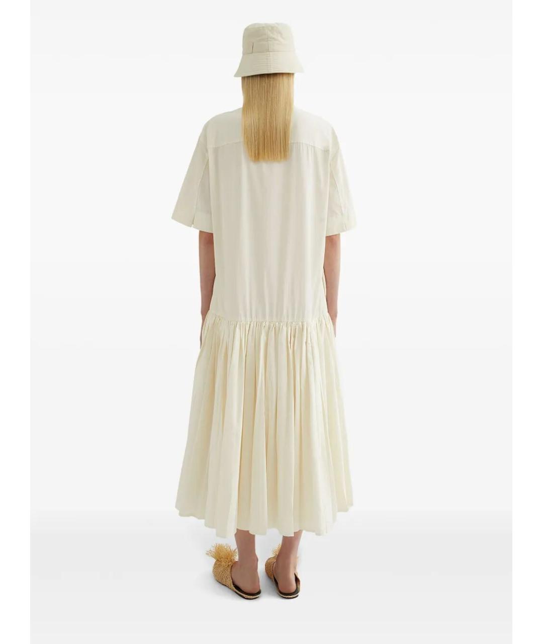 JIL SANDER Белое хлопковое повседневное платье, фото 4
